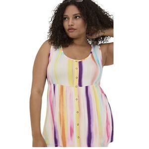 Torrid NWOT Babydoll Super Soft Scoop Neck Button-Front Tank Size 0X L/12 Stripe